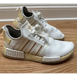 adidas NMD_R1 Low Size 9.5 Womens White Rose Gold Metallic Running Sneakers
